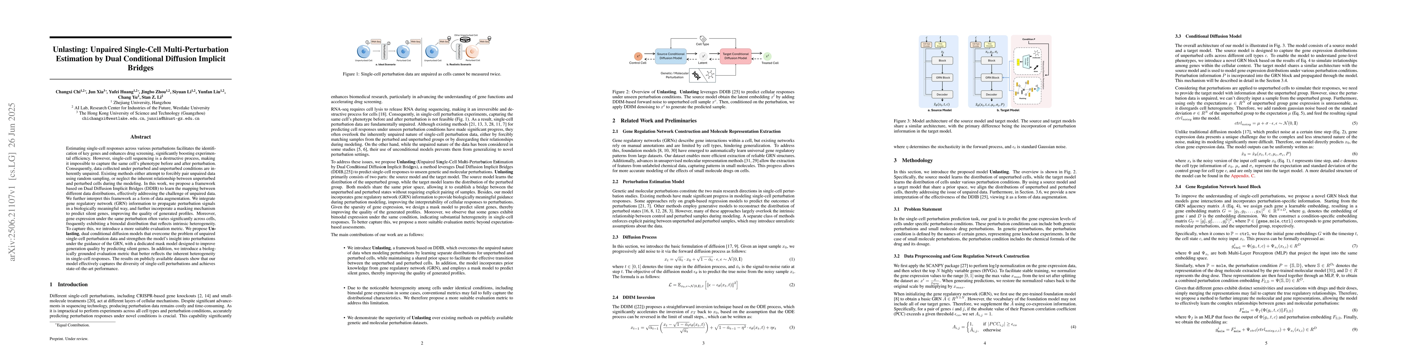 Thumbnail for Unlasting: Unpaired Single-Cell Multi-Perturbation Estimation by Dual
  Conditional Diffusion Implicit Bridges