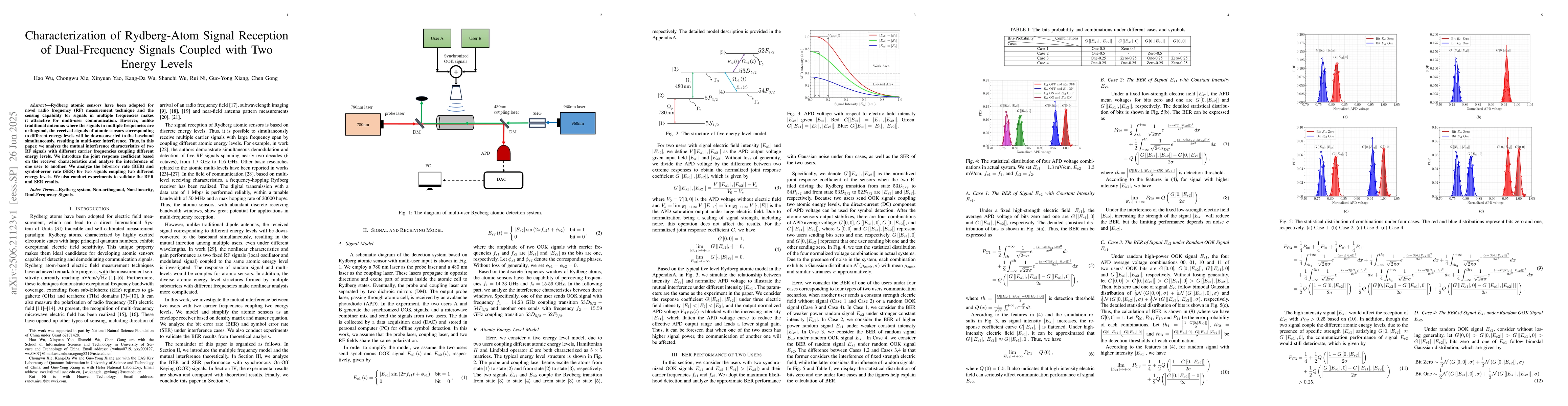 Thumbnail for Characterization of Rydberg-Atom Signal Reception of Dual-Frequency
  Signals Coupled with Two Energy Levels