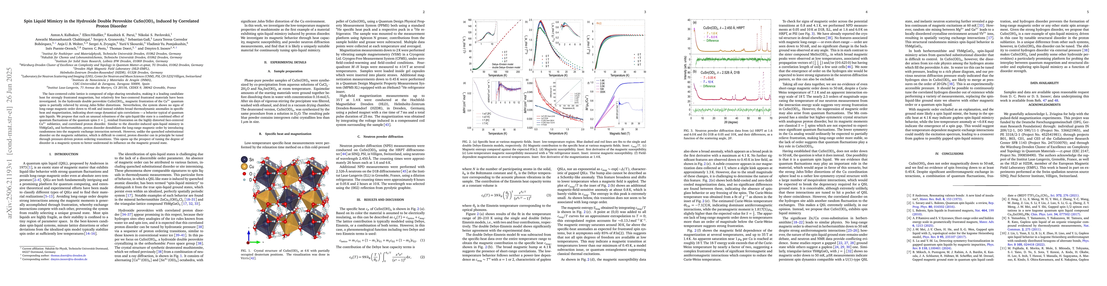 Thumbnail for Spin Liquid Mimicry in the Hydroxide Double Perovskite CuSn(OH)$_6$
  Induced by Correlated Proton Disorder