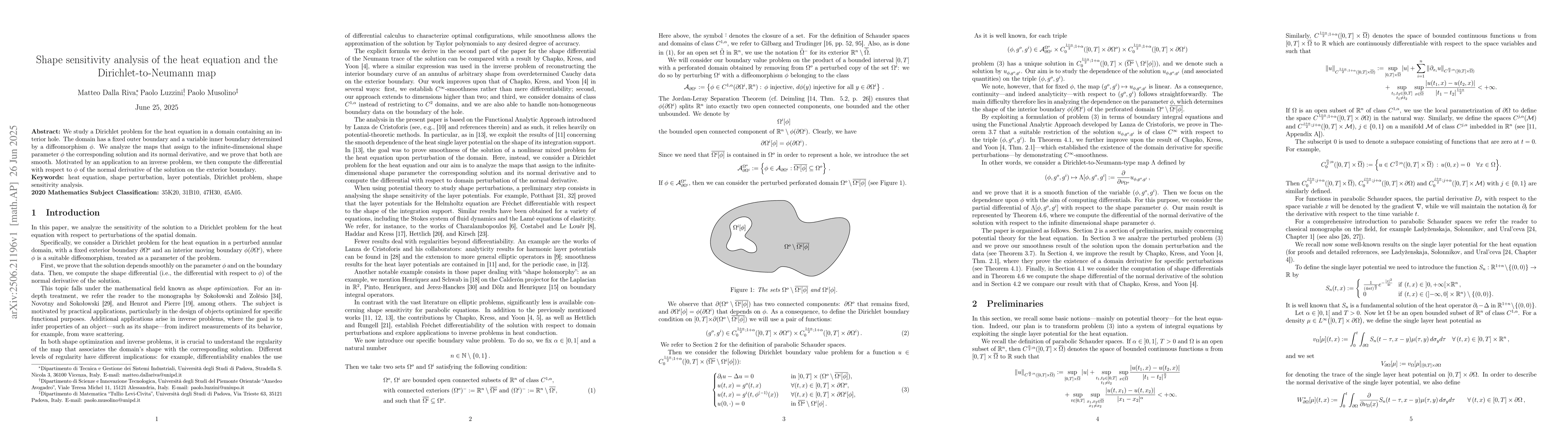 Thumbnail for Shape sensitivity analysis of the heat equation and the
  Dirichlet-to-Neumann map