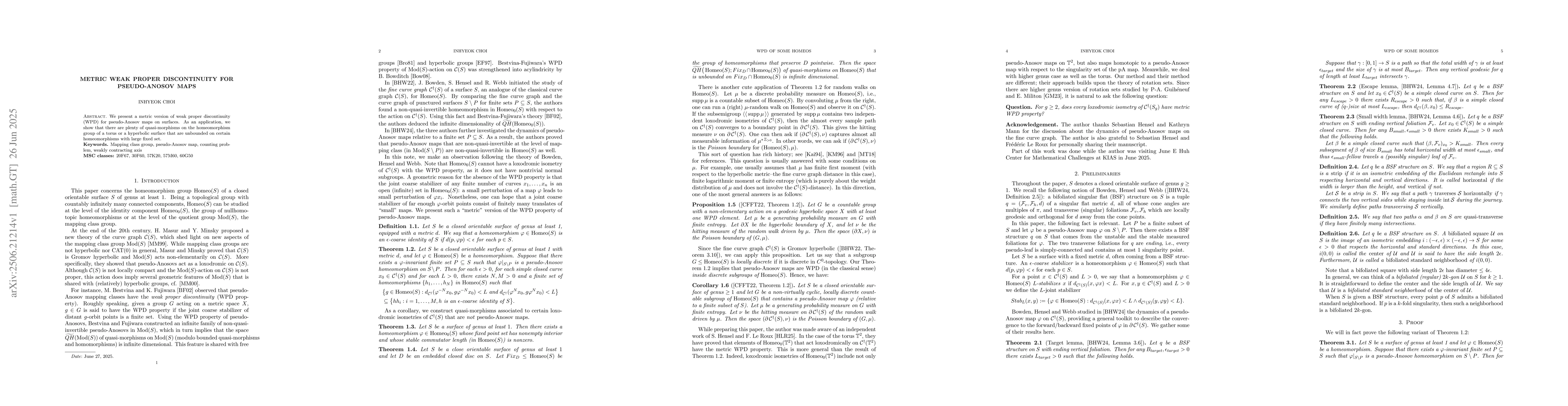 Thumbnail for Metric weak proper discontinuity for pseudo-Anosov maps