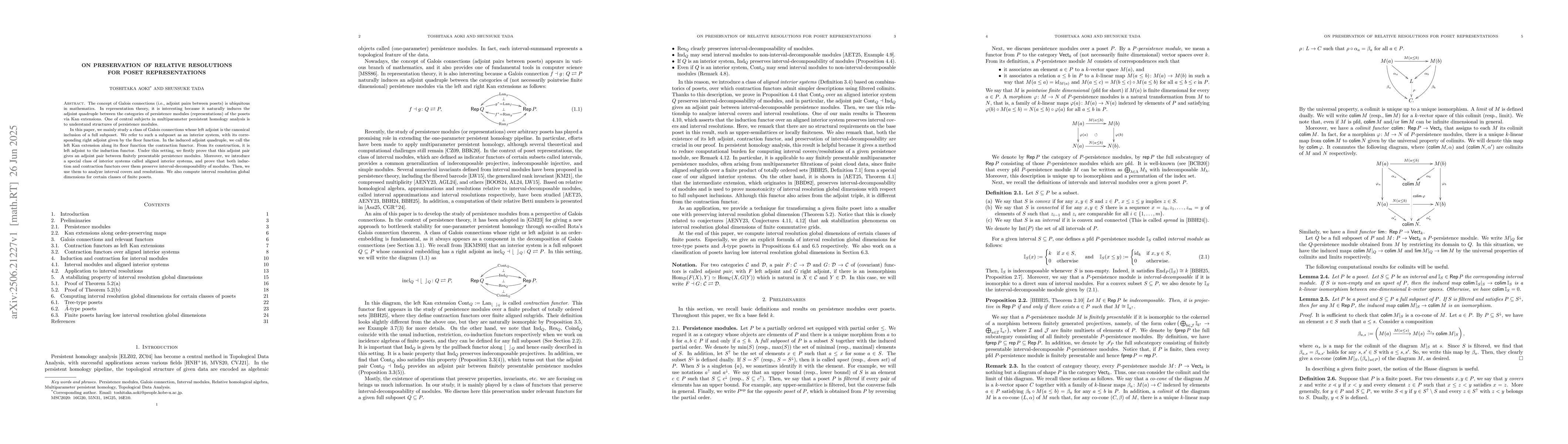 Thumbnail for On preservation of relative resolutions for poset representations