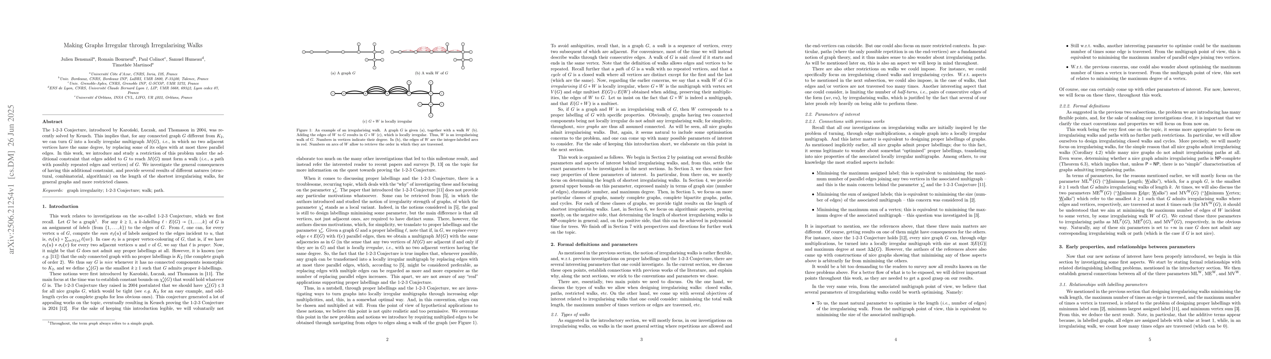 Thumbnail for Making Graphs Irregular through Irregularising Walks
