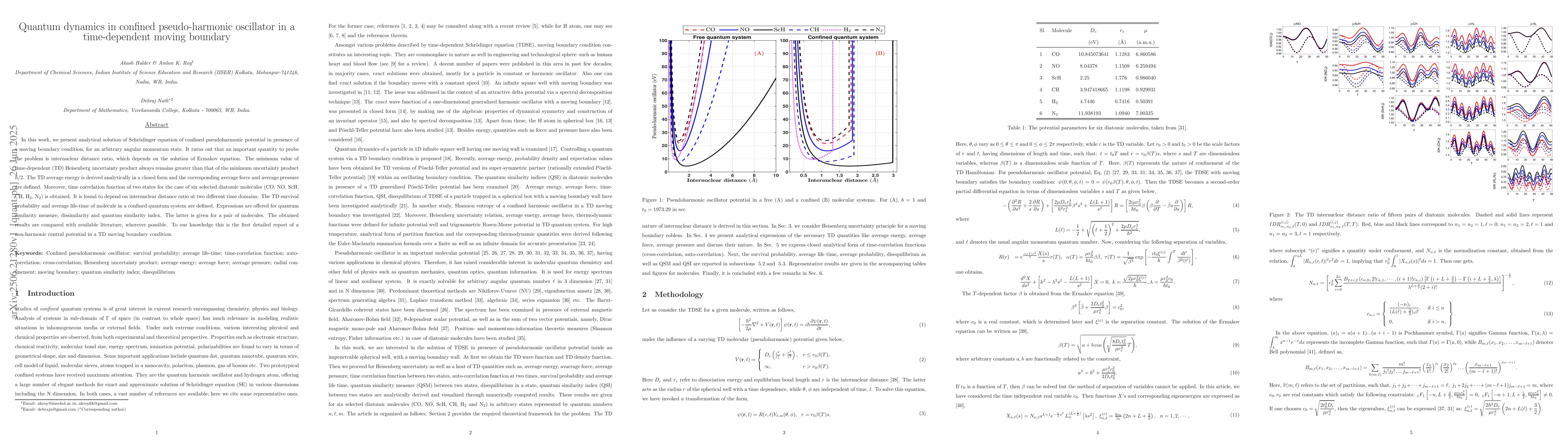 Thumbnail for Quantum dynamics in confined pseudo-harmonic oscillator in a
  time-dependent moving