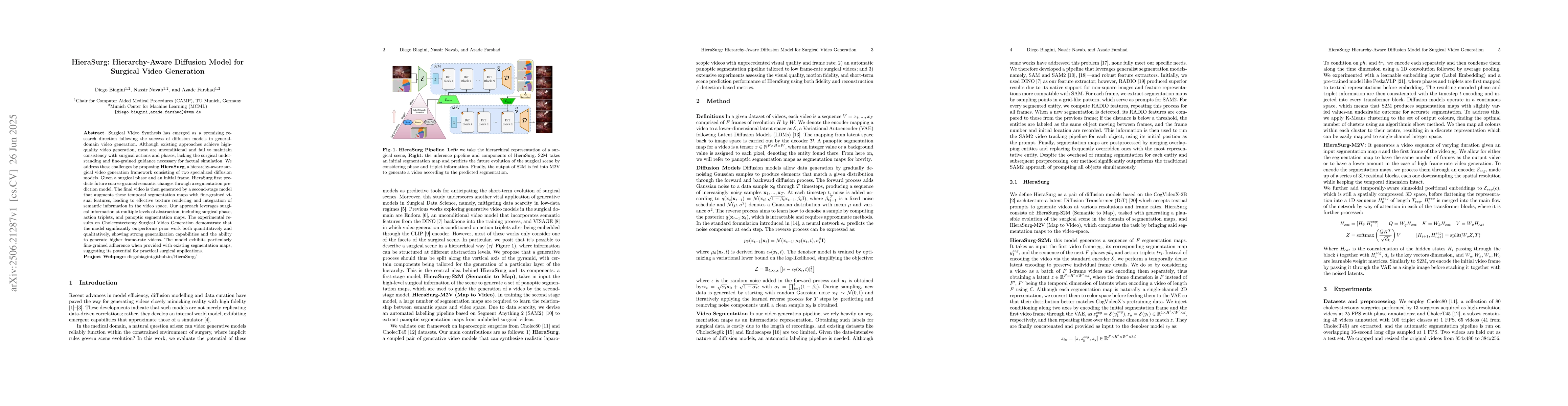 Thumbnail for HieraSurg: Hierarchy-Aware Diffusion Model for Surgical Video Generation