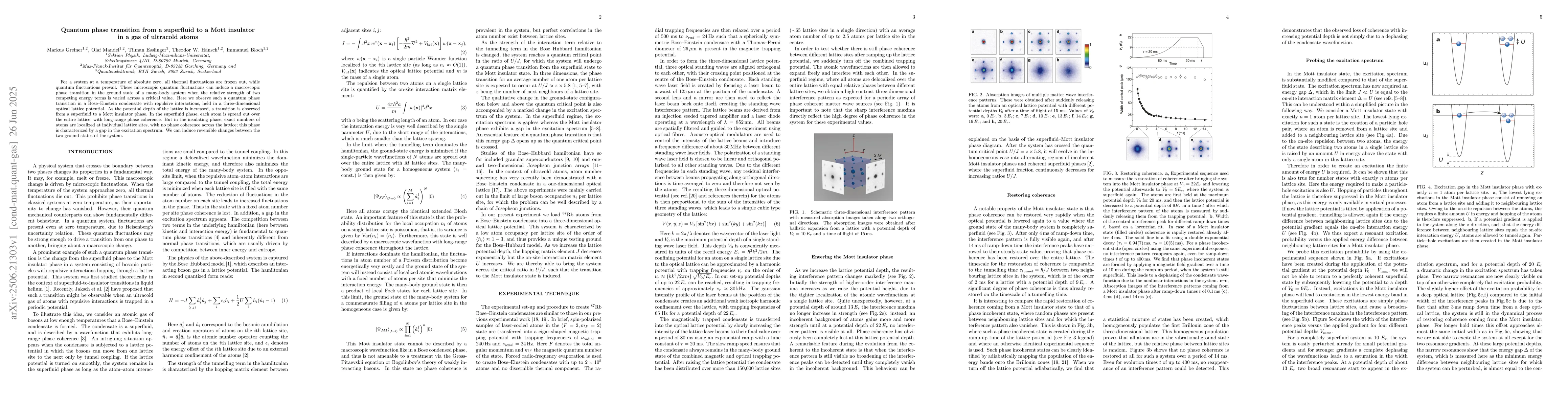 Thumbnail for Quantum phase transition from a superfluid to a Mott insulator in a gas
  of ultracold atoms