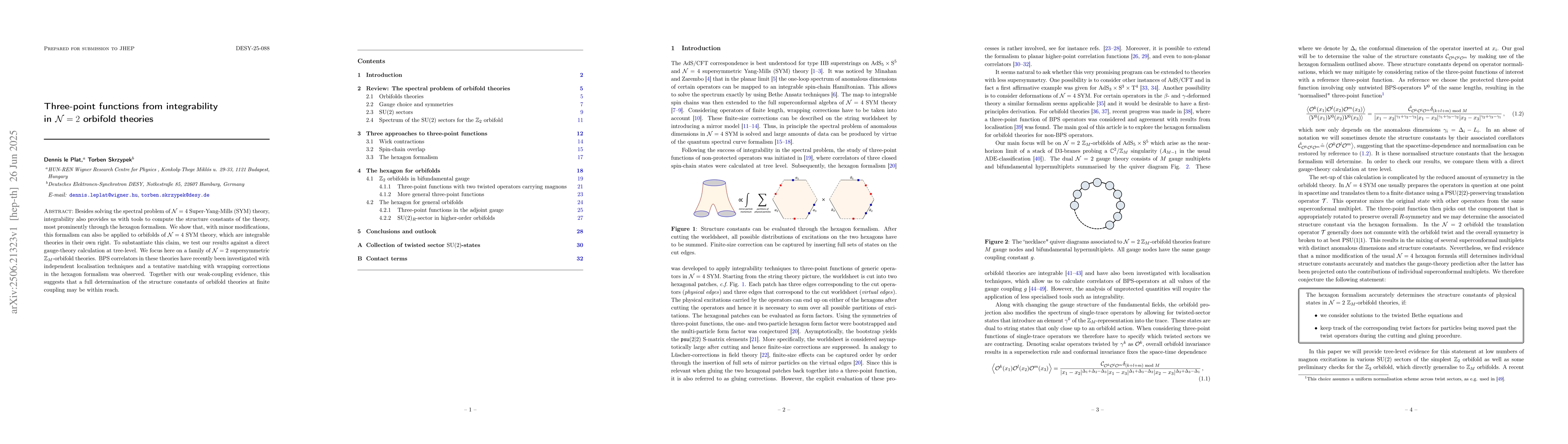 Thumbnail for Three-point functions from integrability in $\mathcal{N}=2$ orbifold
  theories