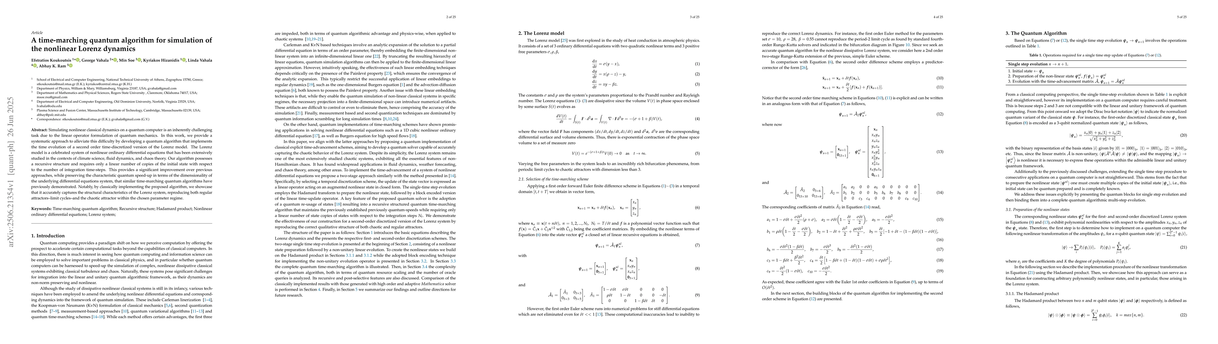 Thumbnail for A time-marching quantum algorithm for simulation of the nonlinear Lorenz
  dynamics
