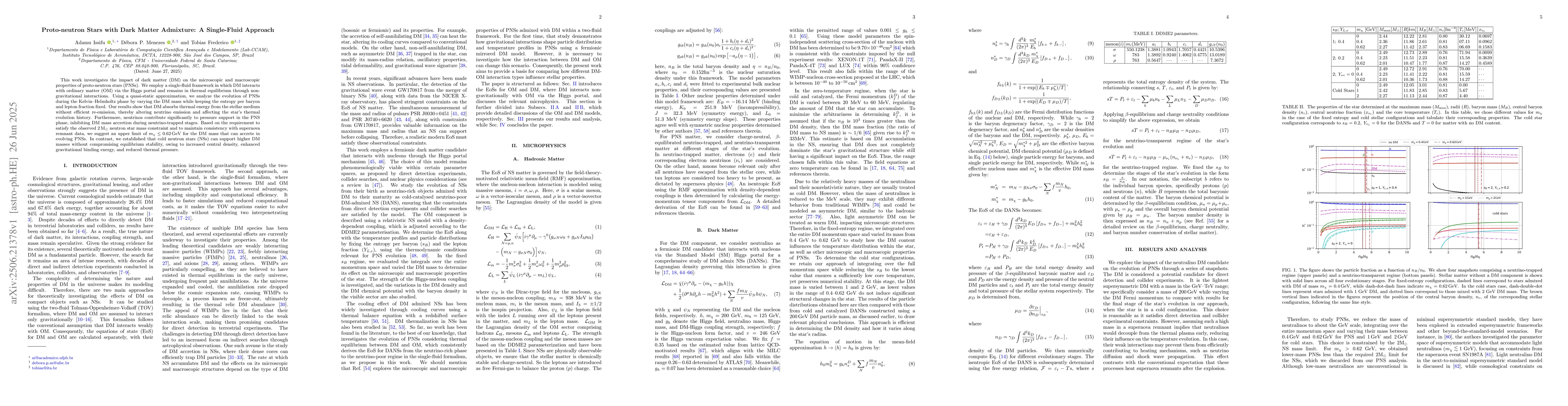 Thumbnail for Proto-neutron Stars with Dark Matter Admixture: A Single-Fluid Approach