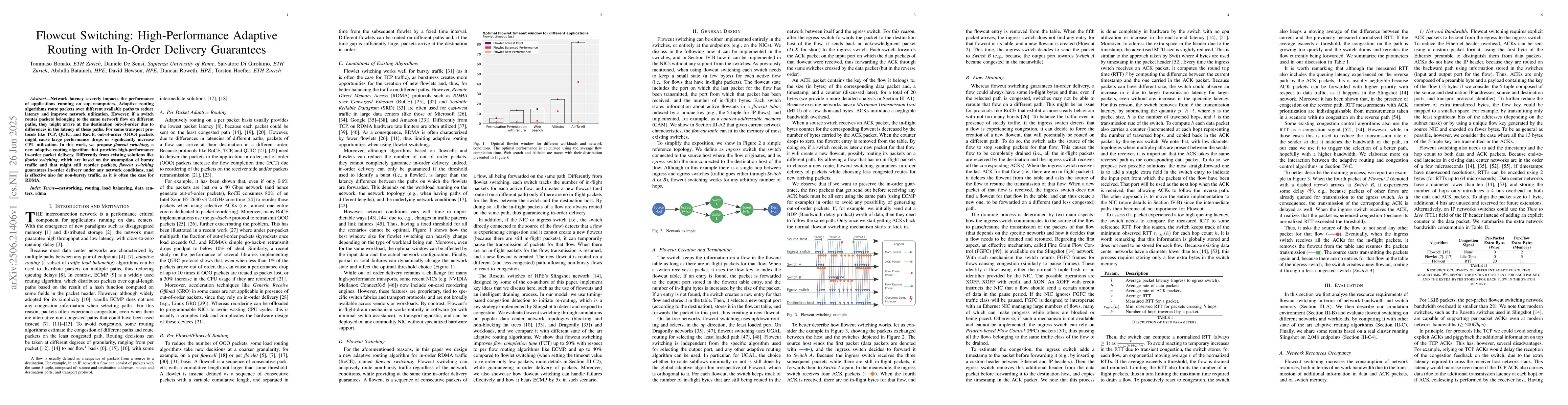 Thumbnail for Flowcut Switching: High-Performance Adaptive Routing with In-Order
  Delivery Guarantees