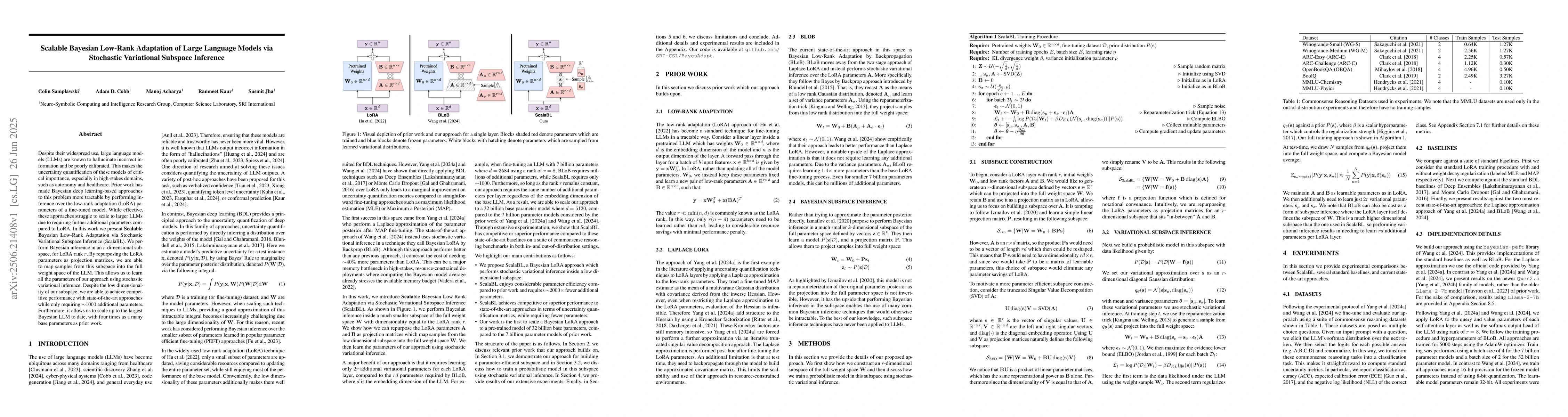 Thumbnail for Scalable Bayesian Low-Rank Adaptation of Large Language Models via
  Stochastic Variational Subspace Inference