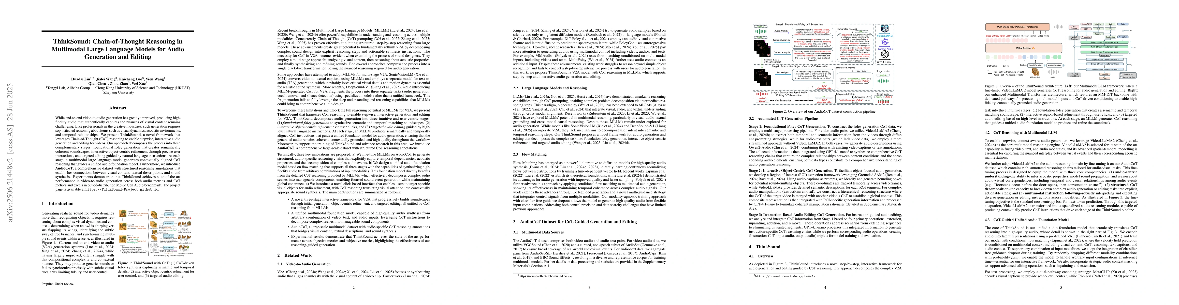 Thumbnail for ThinkSound: Chain-of-Thought Reasoning in Multimodal Large Language
  Models for Audio Generation and Editing