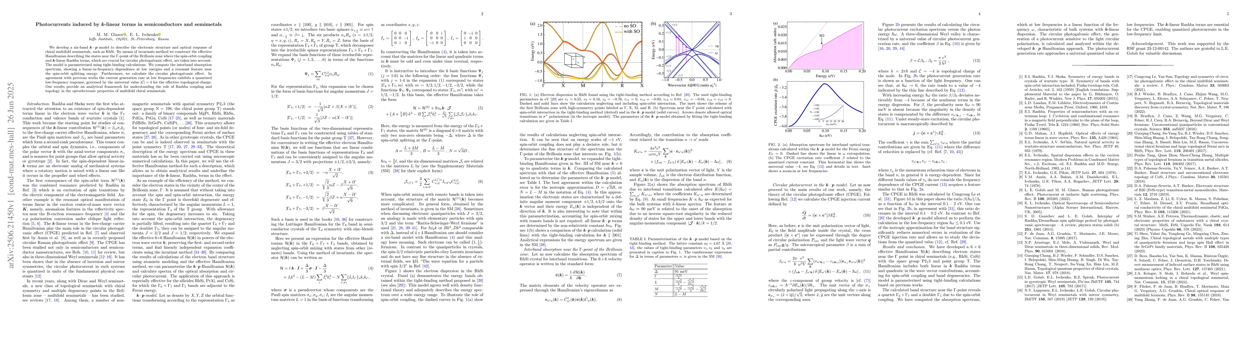 Thumbnail for Photocurrents induced by k-linear terms in semiconductors and semimetals