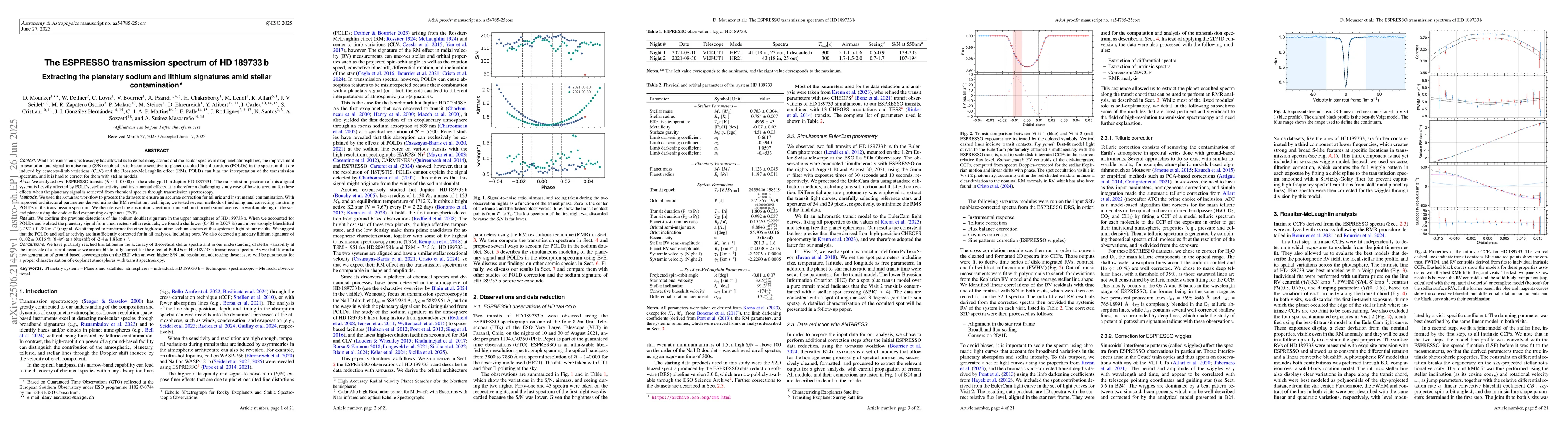 Thumbnail for The ESPRESSO transmission spectrum of HD$\,$189733$\,$b : Extracting the
  planetary sodium and lithium signatures amid stellar contamination