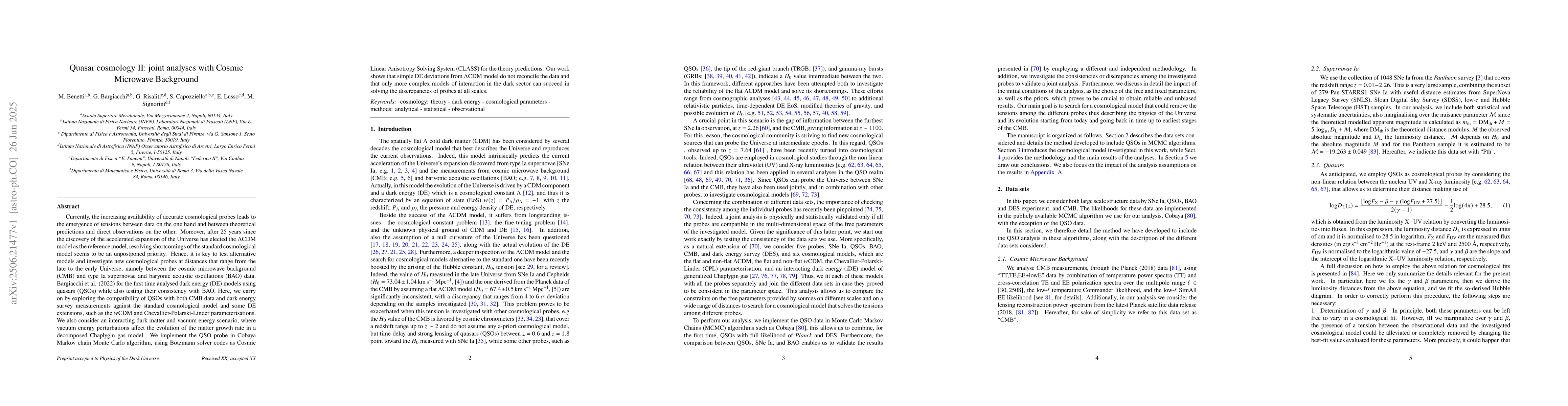 Thumbnail for Quasar cosmology II: joint analyses with Cosmic Microwave Background