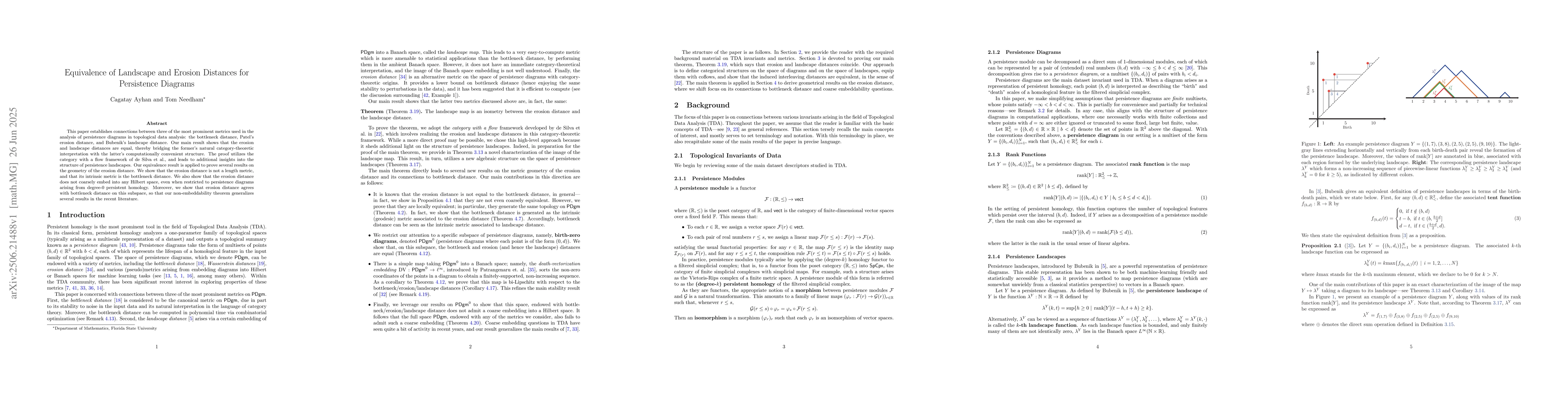 Thumbnail for Equivalence of Landscape and Erosion Distances for Persistence Diagrams