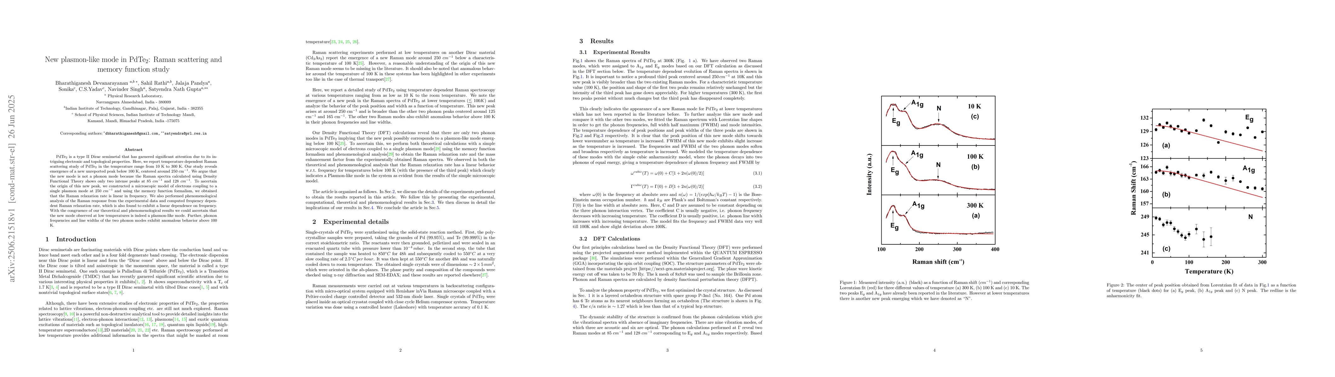 Thumbnail for New plasmon-like mode in PdTe$_{2}$: Raman scattering and memory
  function study