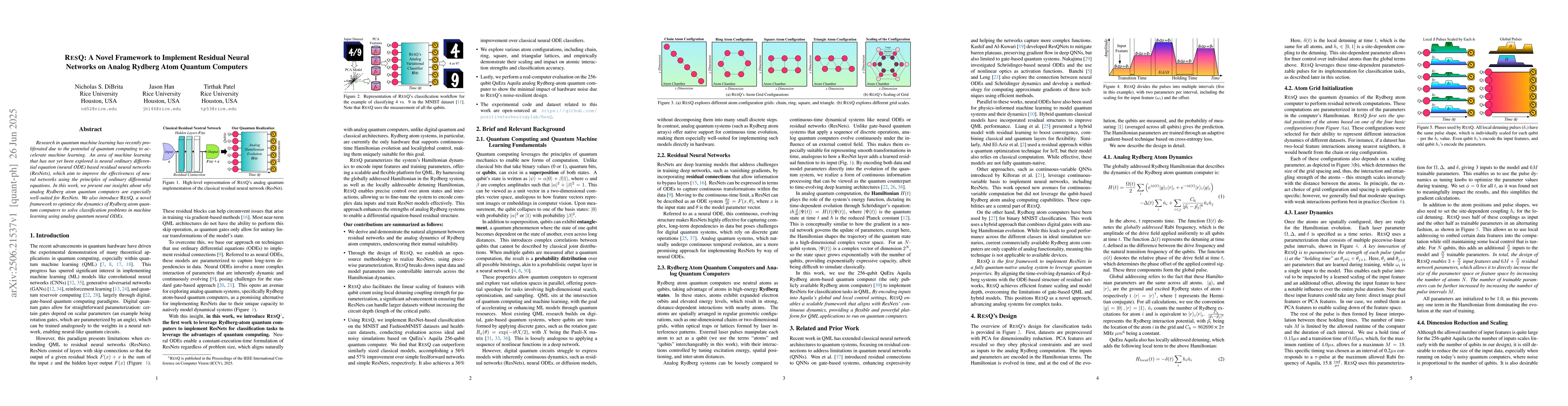 Thumbnail for ResQ: A Novel Framework to Implement Residual Neural Networks on Analog
  Rydberg Atom Quantum Computers