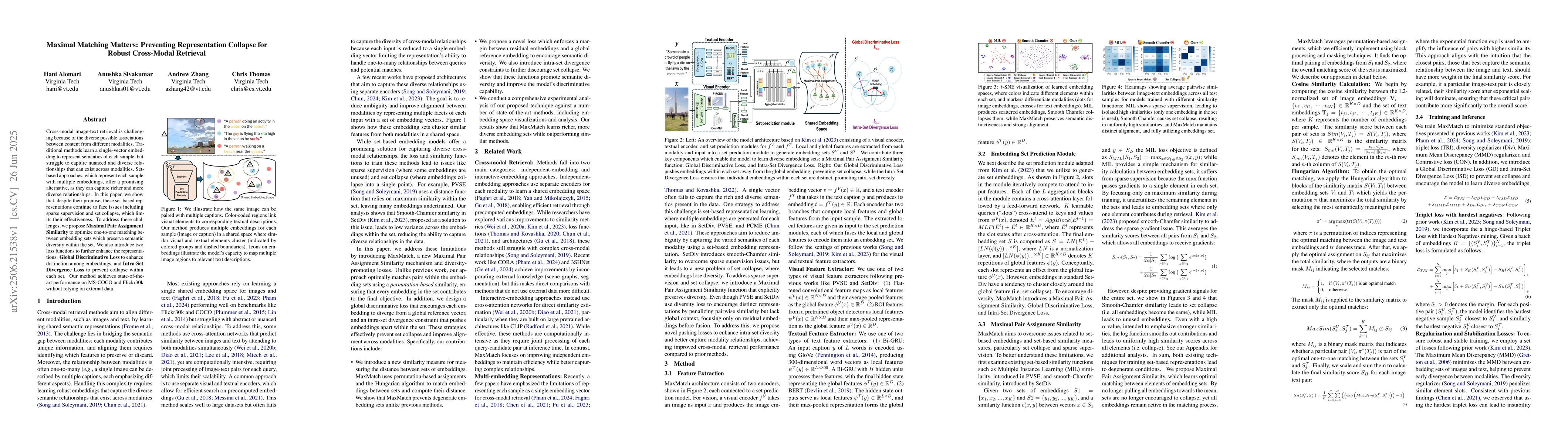 Thumbnail for Maximal Matching Matters: Preventing Representation Collapse for Robust
  Cross-Modal Retrieval