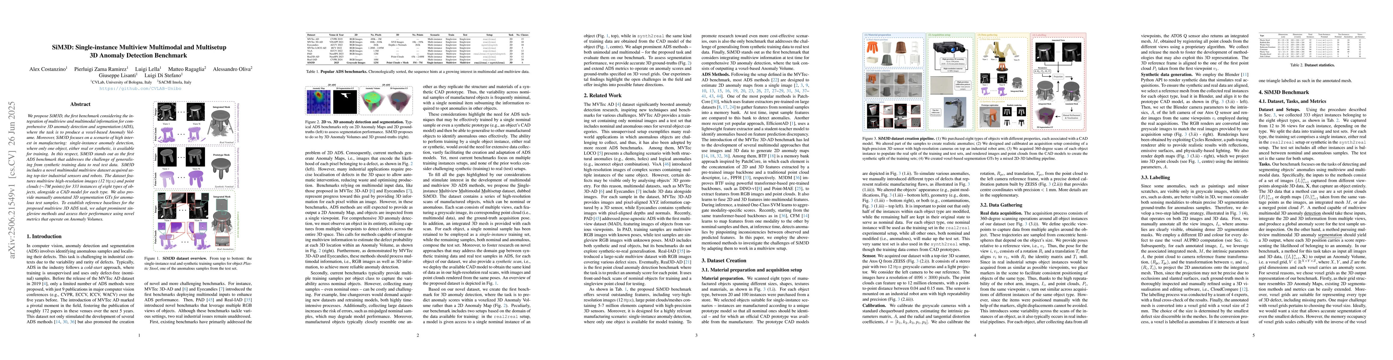 Thumbnail for SiM3D: Single-instance Multiview Multimodal and Multisetup 3D Anomaly
  Detection Benchmark