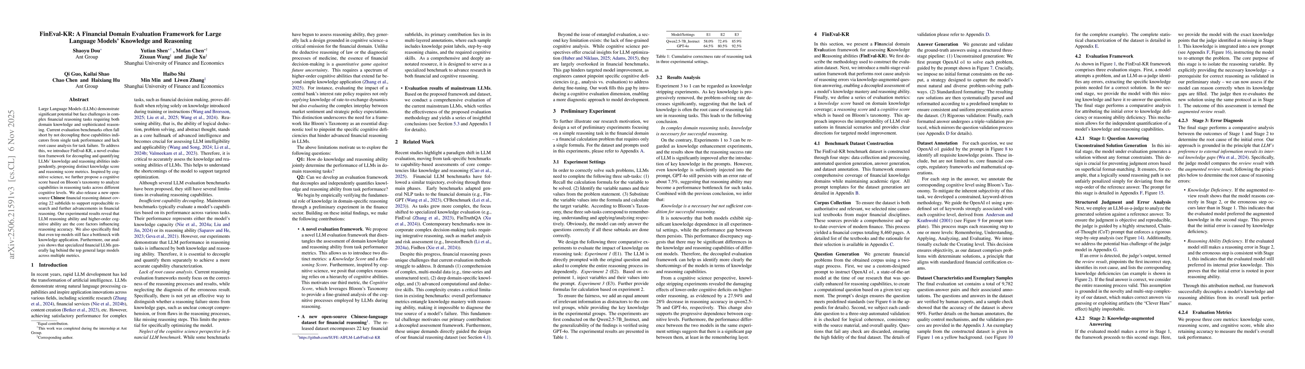Thumbnail for FinEval-KR: A Financial Domain Evaluation Framework for Large Language
  Models' Knowledge and Reasoning