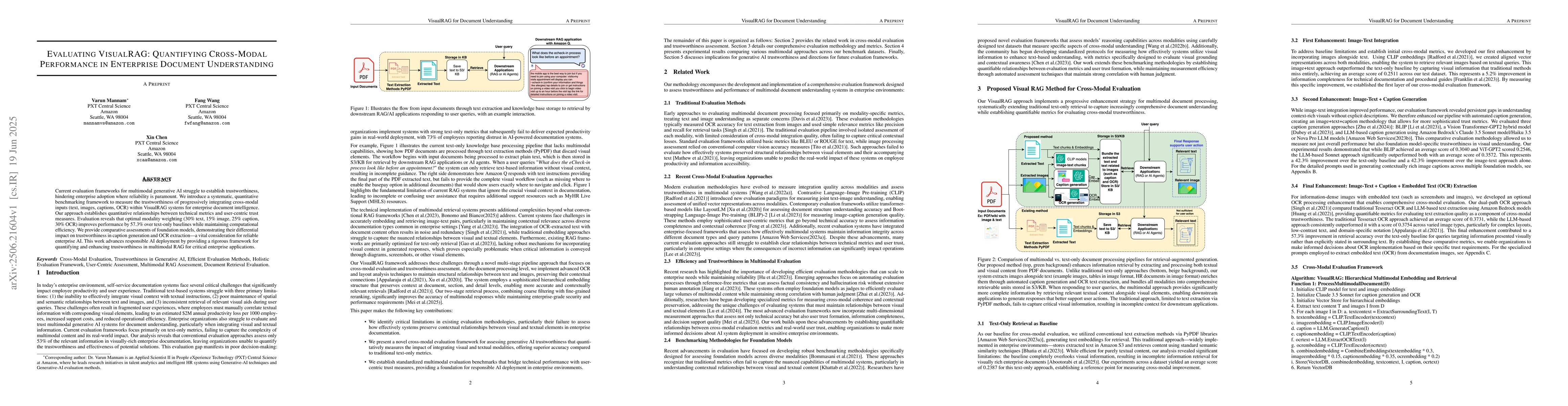 Thumbnail for Evaluating VisualRAG: Quantifying Cross-Modal Performance in Enterprise
  Document Understanding