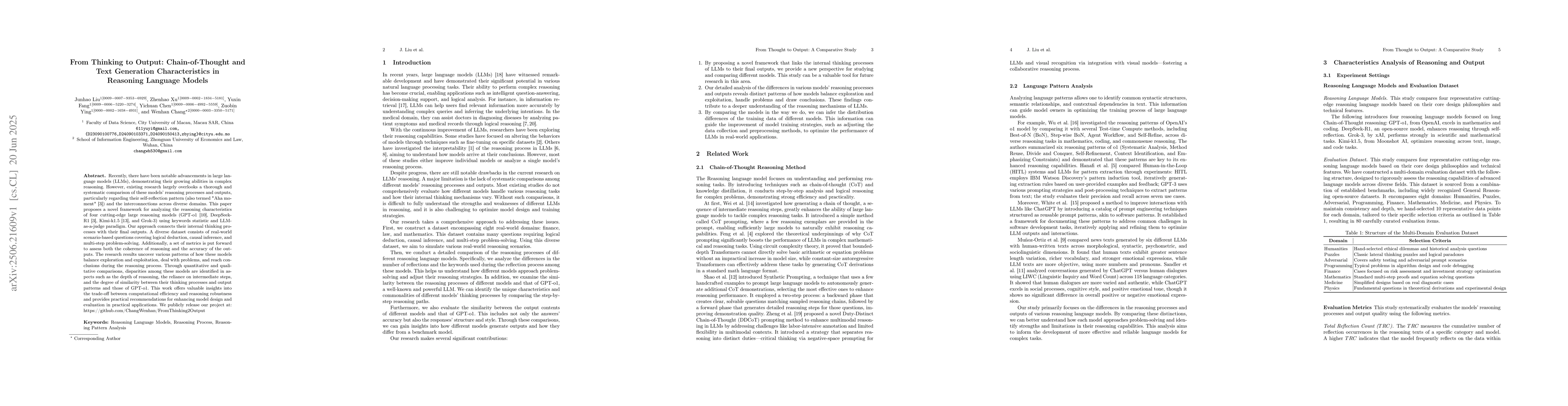 Thumbnail for From Thinking to Output: Chain-of-Thought and Text Generation
  Characteristics in Reasoning Language Models