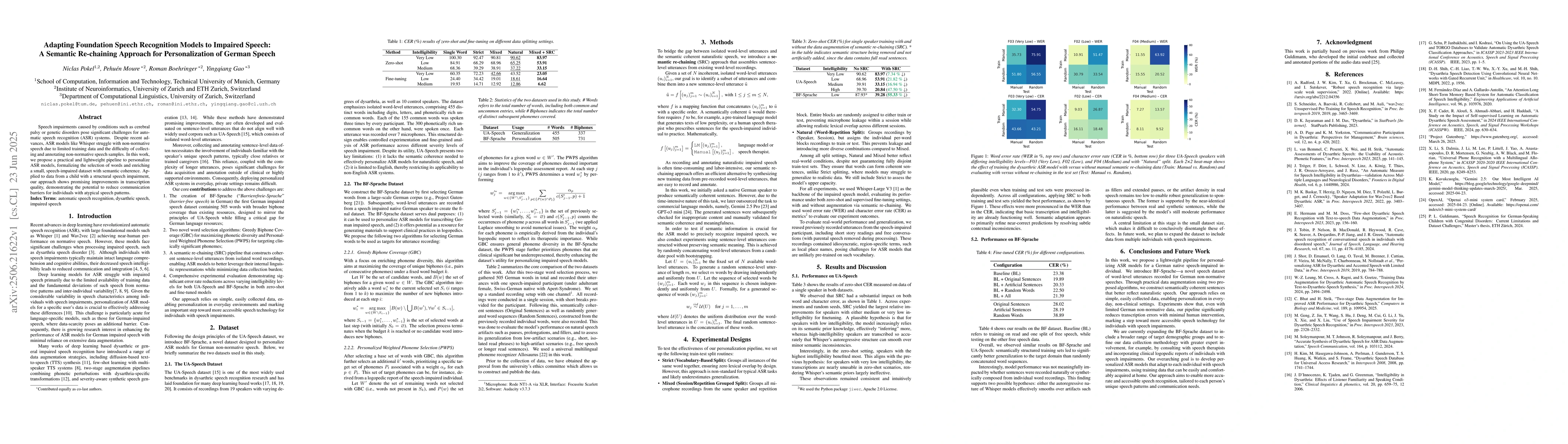 Thumbnail for Adapting Foundation Speech Recognition Models to Impaired Speech: A
  Semantic Re-chaining Approach for Personalization of German Speech