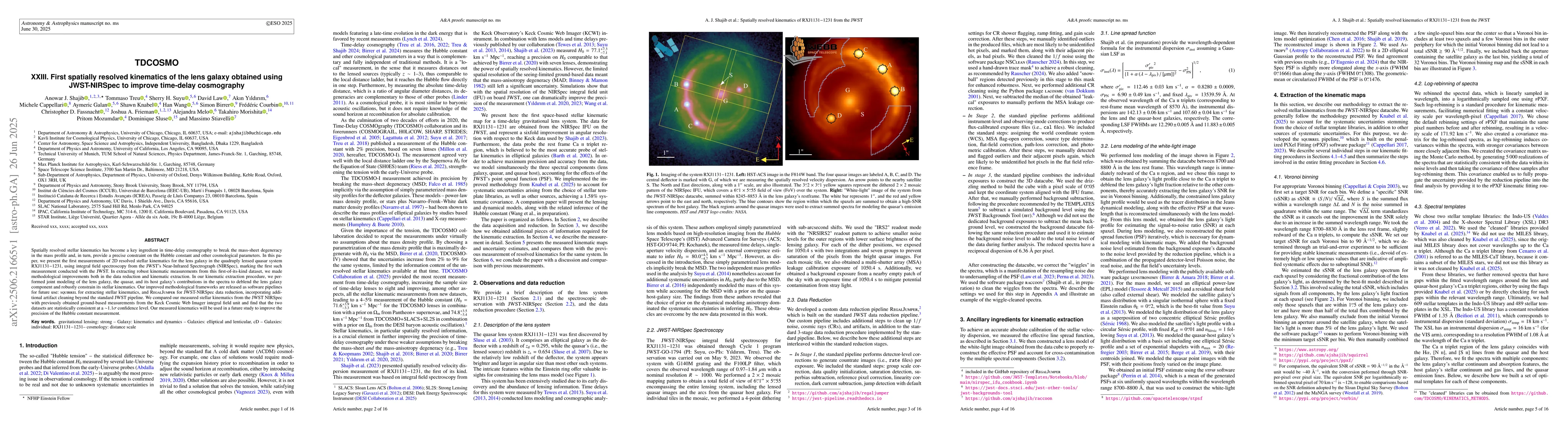 Thumbnail for TDCOSMO XXIII. First spatially resolved kinematics of the lens galaxy
  obtained using JWST-NIRSpec to improve time-delay cosmography