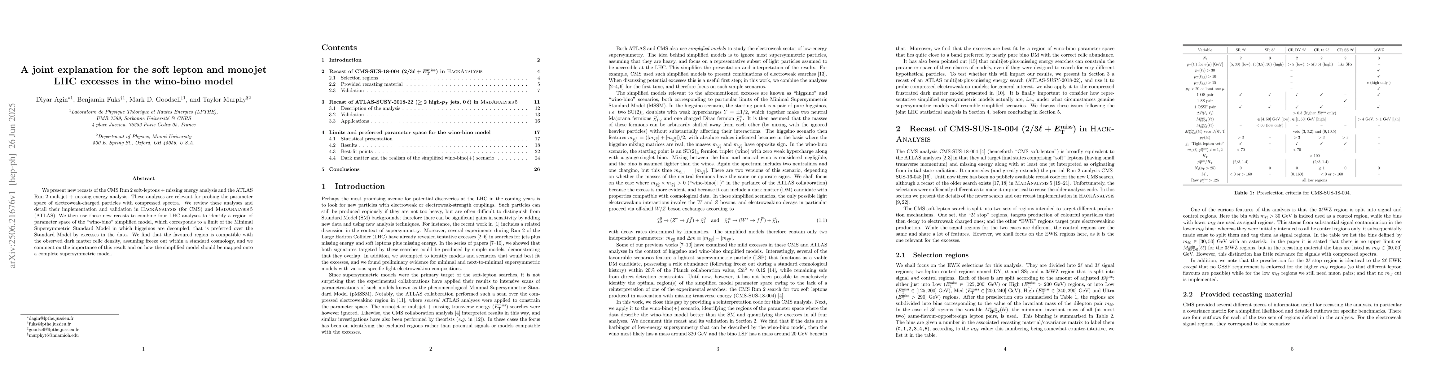 Thumbnail for A joint explanation for the soft lepton and monojet LHC excesses in the
  wino-bino model