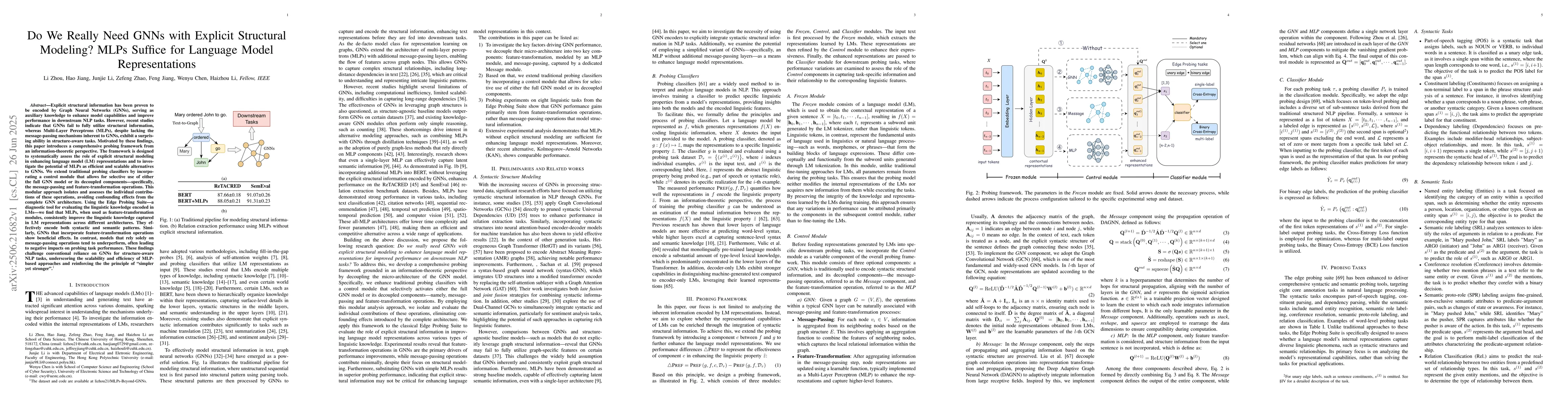 Thumbnail for Do We Really Need GNNs with Explicit Structural Modeling? MLPs Suffice
  for Language Model Representations
