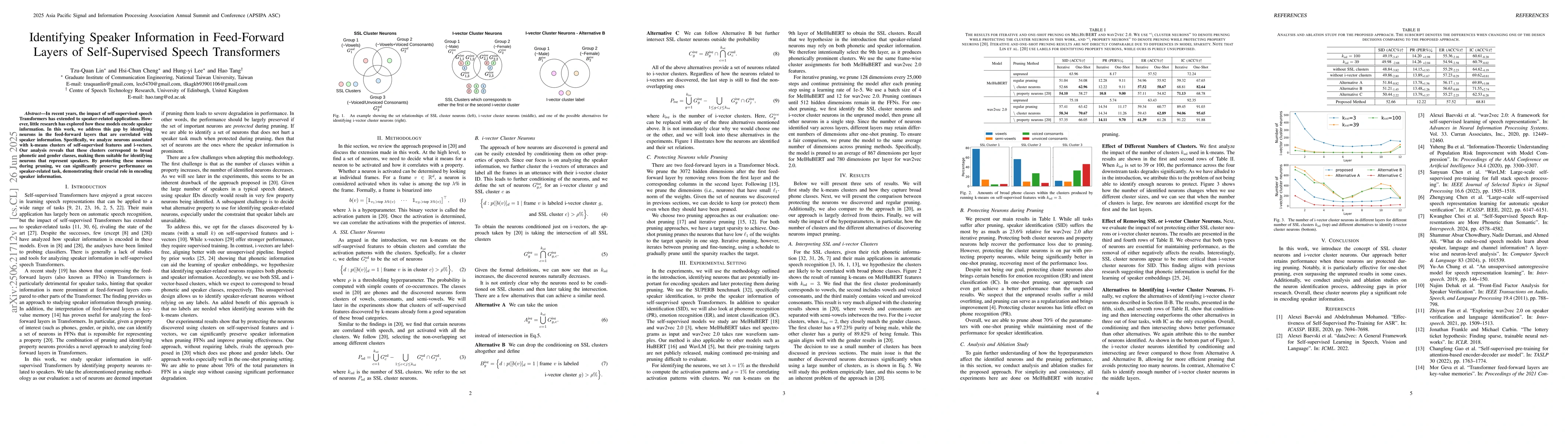 Thumbnail for Identifying Speaker Information in Feed-Forward Layers of
  Self-Supervised Speech Transformers