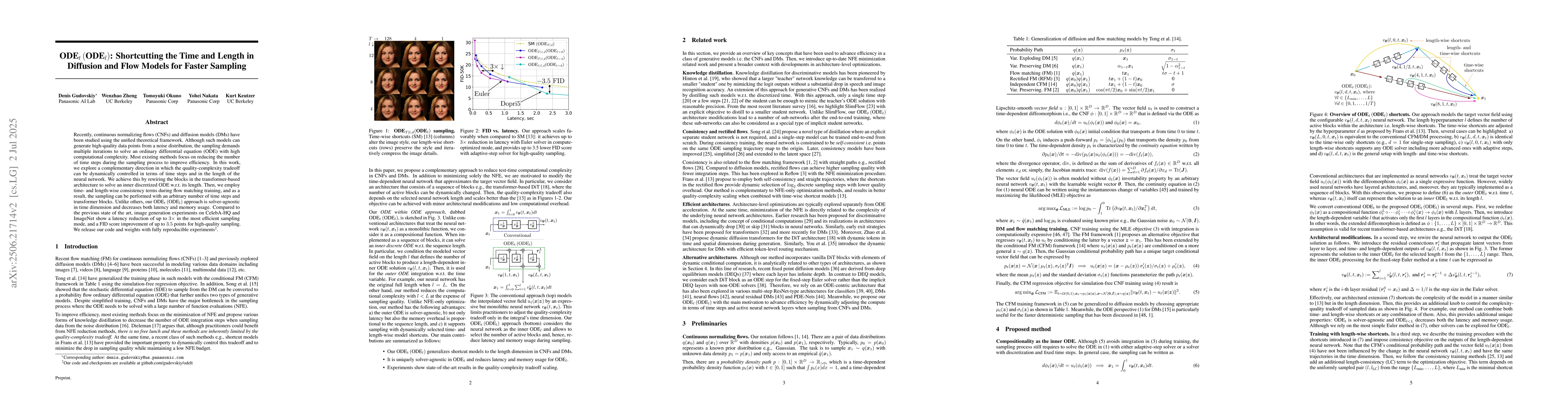 Thumbnail for ODE$_t$(ODE$_l$): Shortcutting the Time and Length in Diffusion and Flow
  Models for Faster Sampling