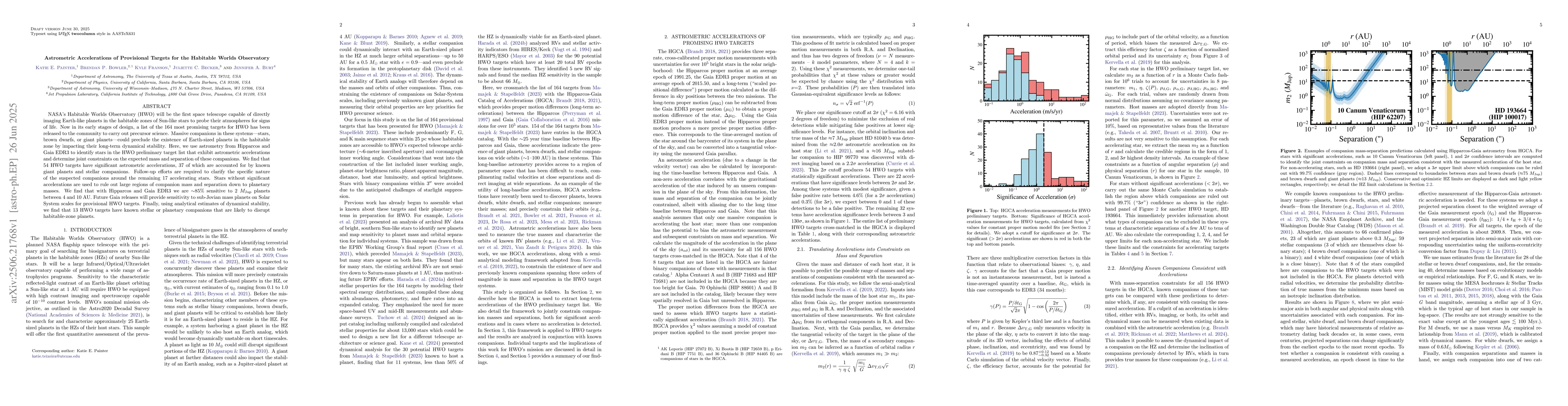 Thumbnail for Astrometric Accelerations of Provisional Targets for the Habitable
  Worlds Observatory
