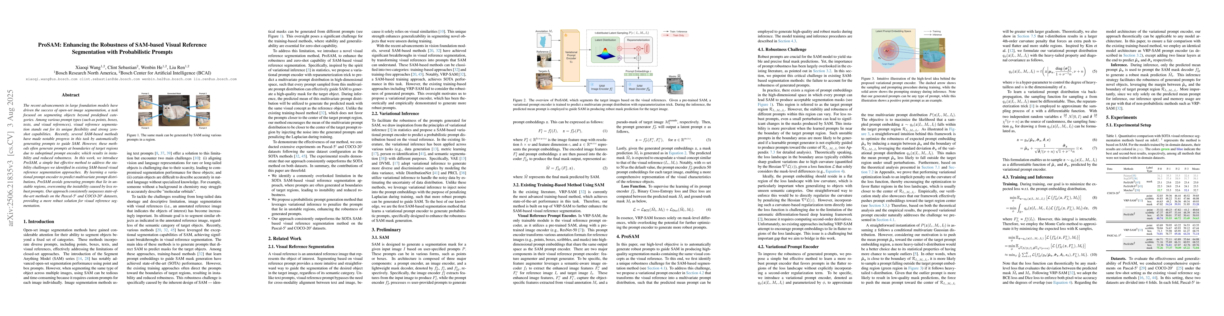 Thumbnail for ProSAM: Enhancing the Robustness of SAM-based Visual Reference
  Segmentation with Probabilistic Prompts