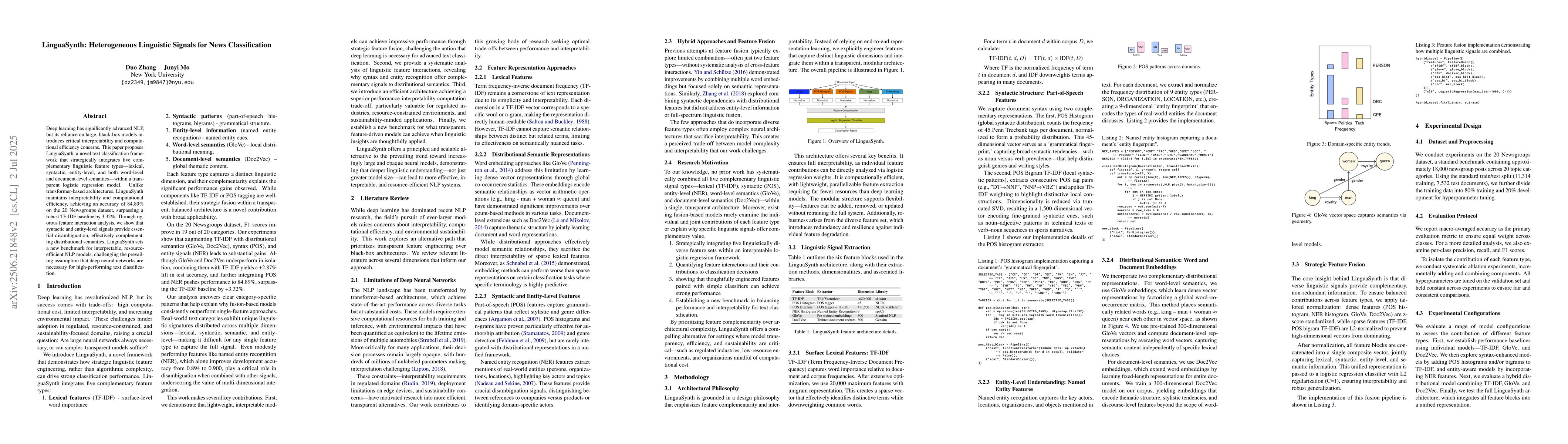 Thumbnail for LinguaSynth: Heterogeneous Linguistic Signals for News Classification