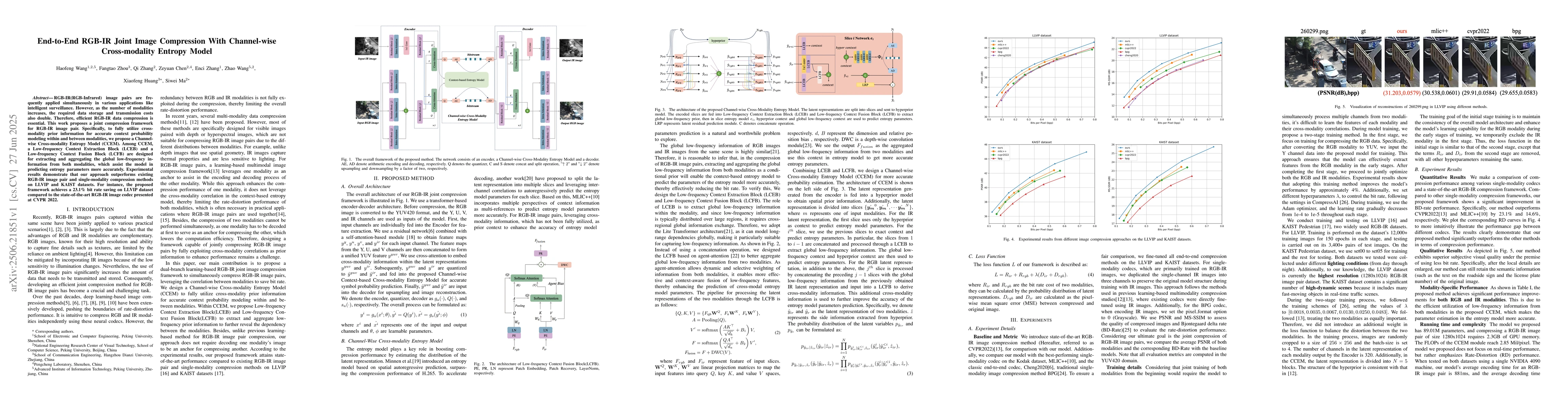 Thumbnail for End-to-End RGB-IR Joint Image Compression With Channel-wise
  Cross-modality Entropy Model