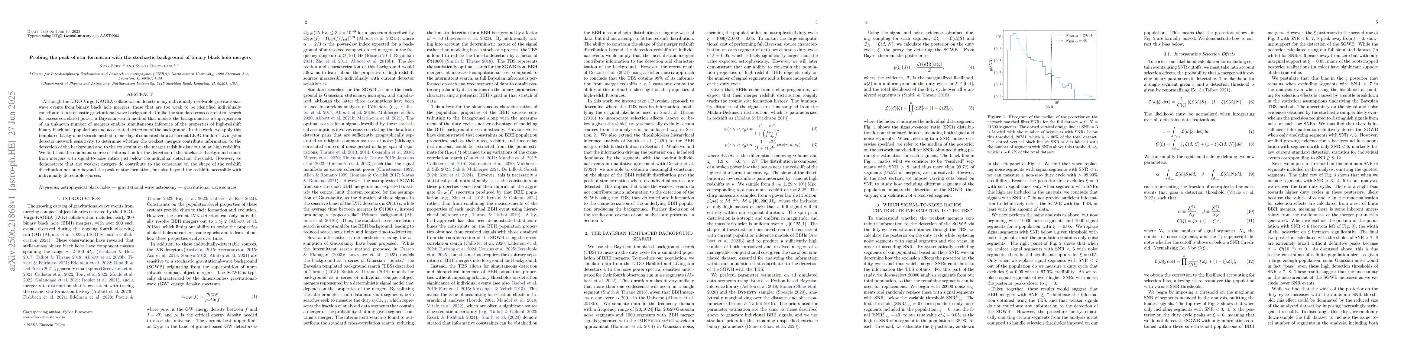 Thumbnail for Probing the peak of star formation with the stochastic background of
  binary black hole mergers