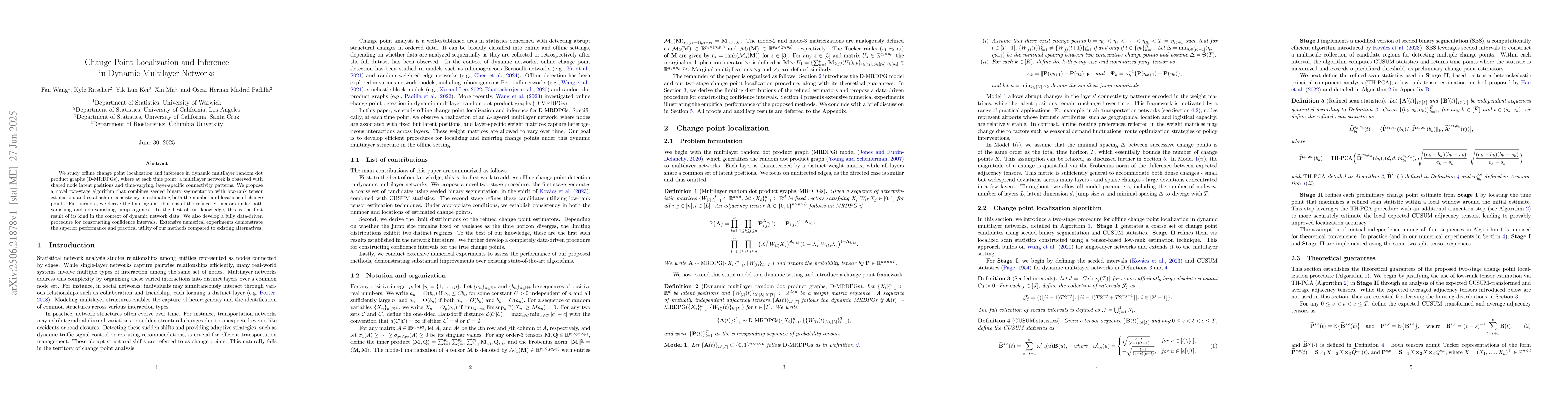 Thumbnail for Change Point Localization and Inference in Dynamic Multilayer Networks
