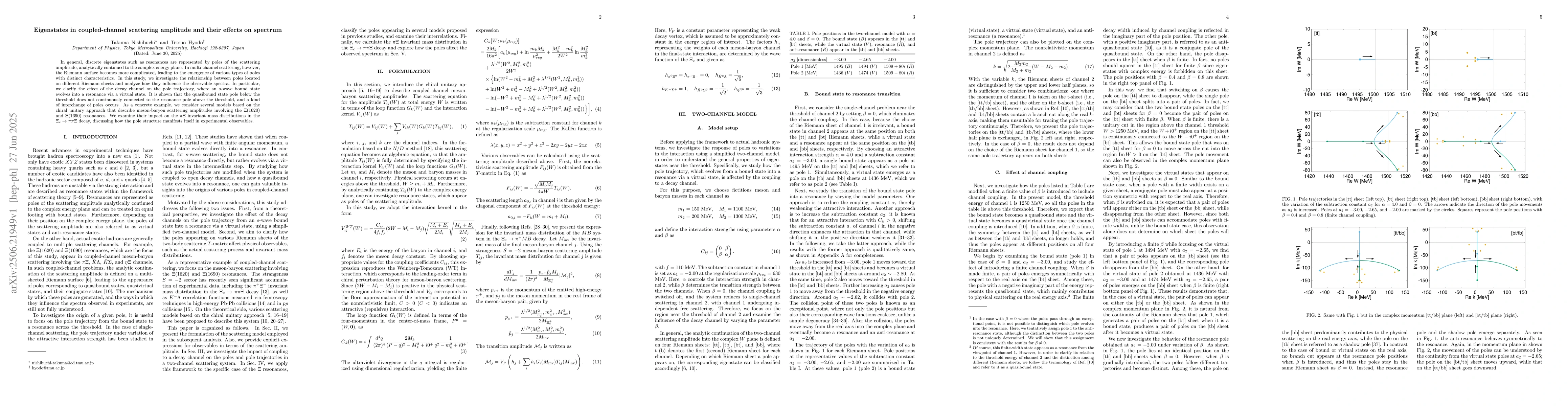 Thumbnail for Eigenstates in coupled-channel scattering amplitude and their effects on
  spectrum