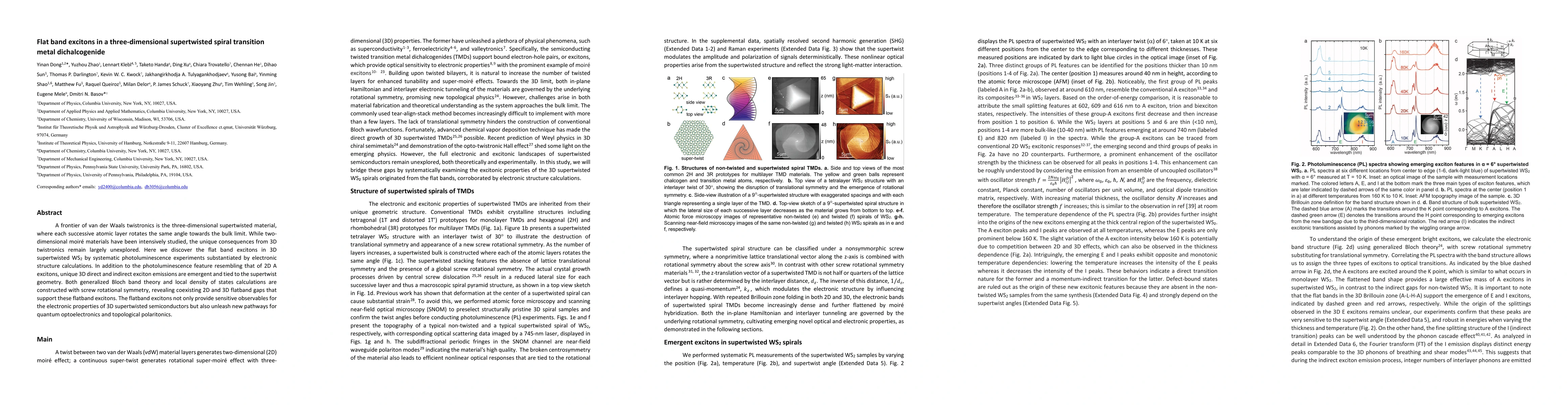 Thumbnail for Flat band excitons in a three-dimensional supertwisted spiral transition
  metal dichalcogenide