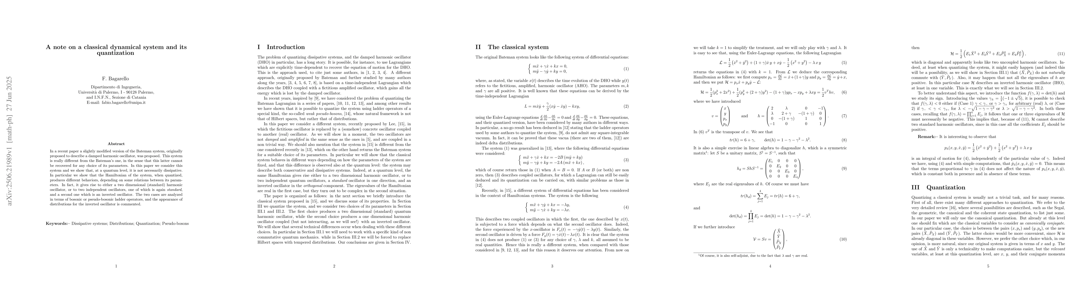 Thumbnail for A note on a classical dynamical system and its quantization