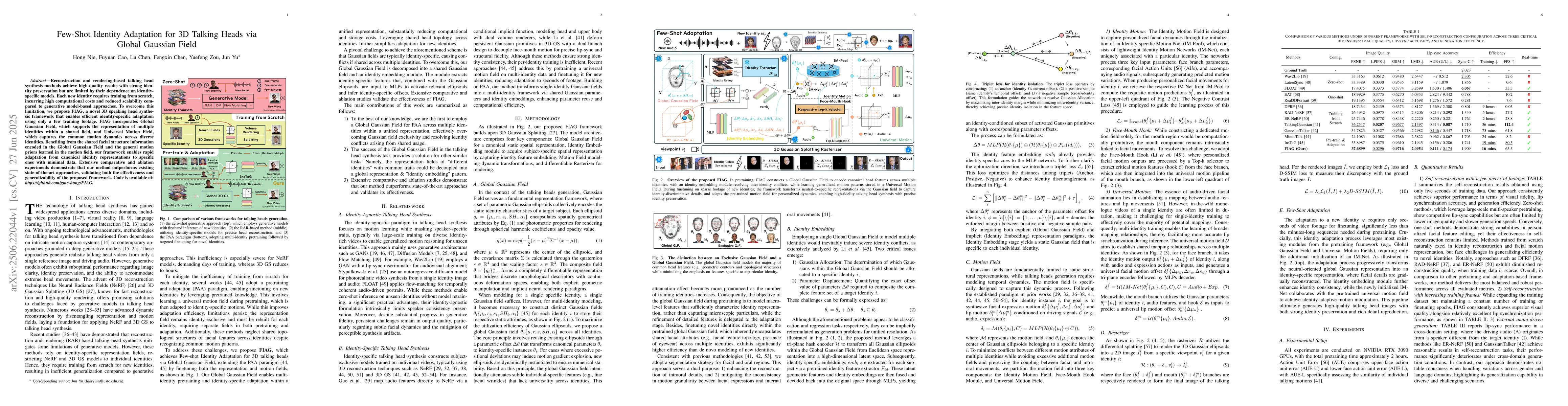 Thumbnail for Few-Shot Identity Adaptation for 3D Talking Heads via Global Gaussian
  Field