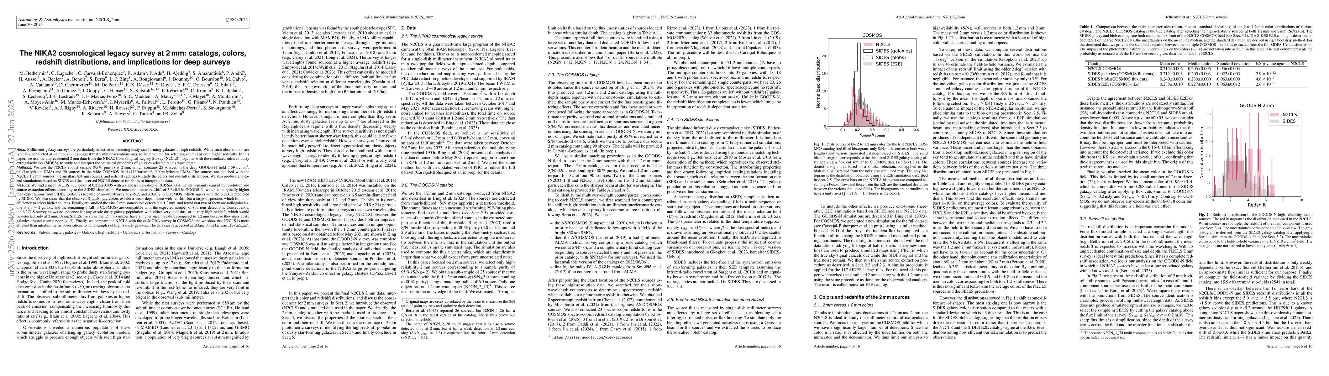 Thumbnail for The NIKA2 cosmological legacy survey at 2 mm: catalogs, colors, redshift
  distributions, and implications for deep surveys