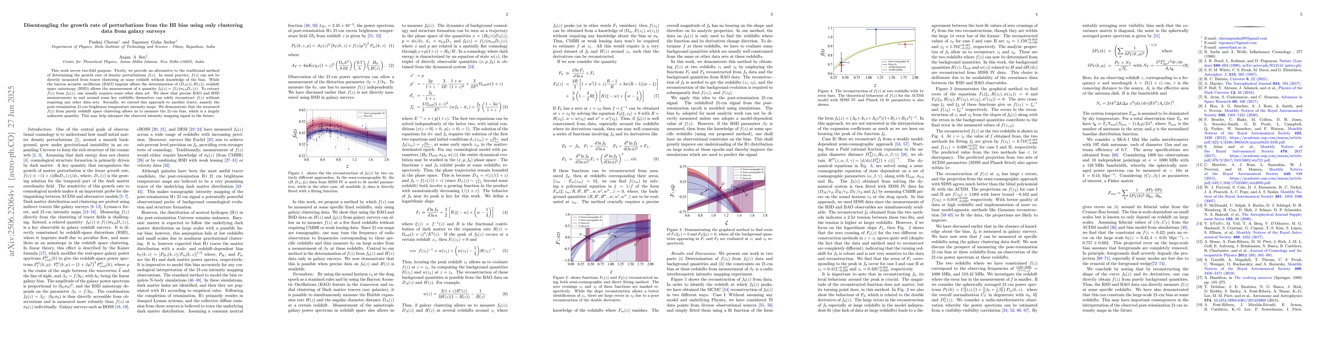 Thumbnail for Disentangling the growth rate of perturbations from the HI bias using
  only clustering data from galaxy surveys