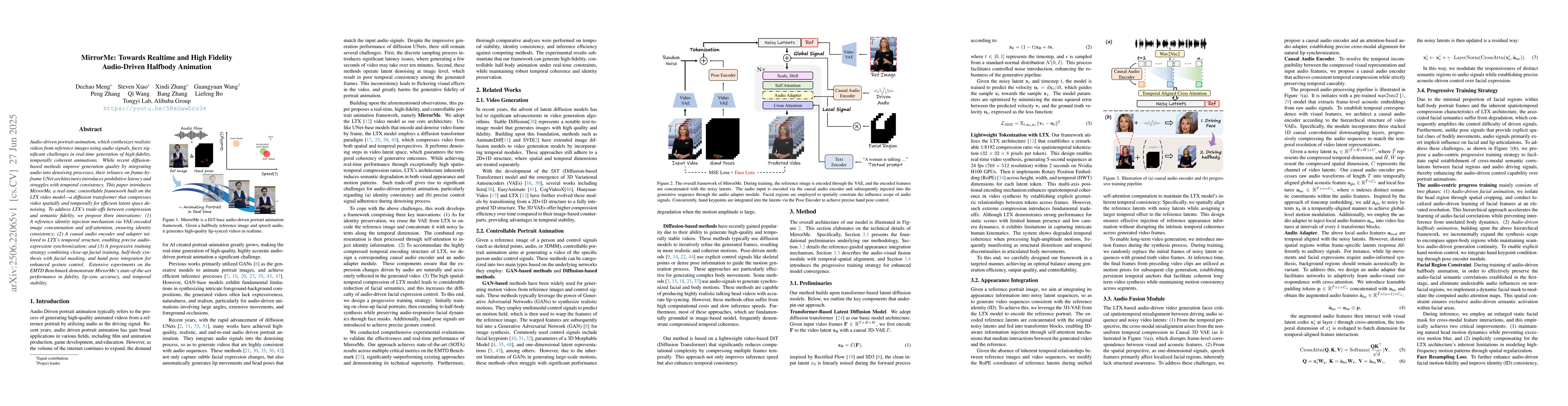 Thumbnail for MirrorMe: Towards Realtime and High Fidelity Audio-Driven Halfbody
  Animation
