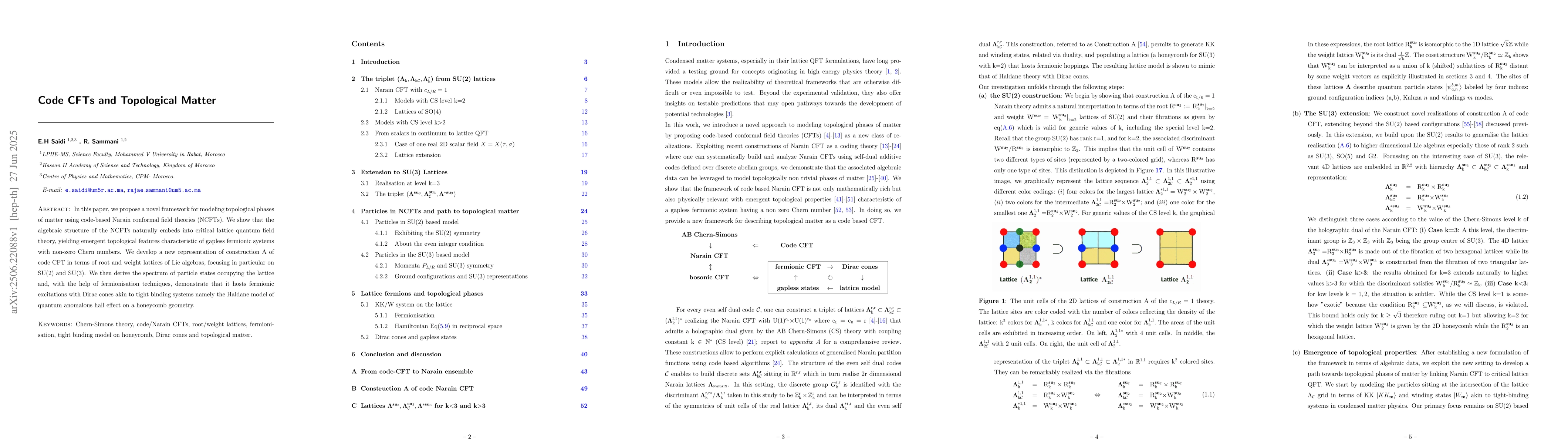 Thumbnail for Code CFTs and Topological Matter