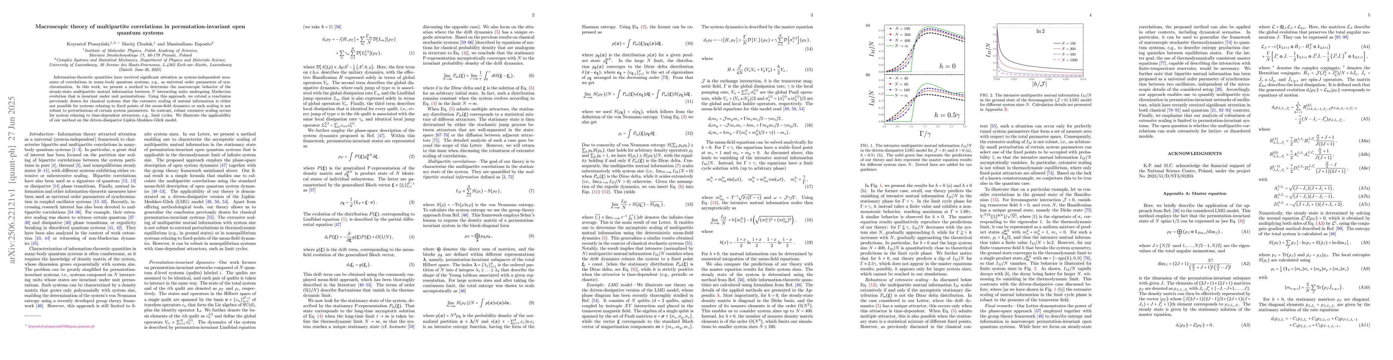 Thumbnail for Macroscopic theory of multipartite correlations in permutation-invariant
  open quantum systems