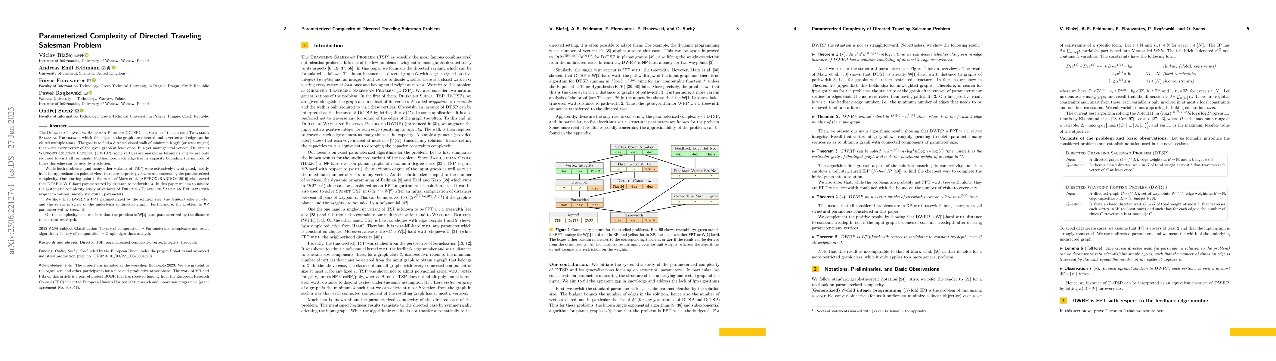 Thumbnail for Parameterized Complexity of Directed Traveling Salesman Problem