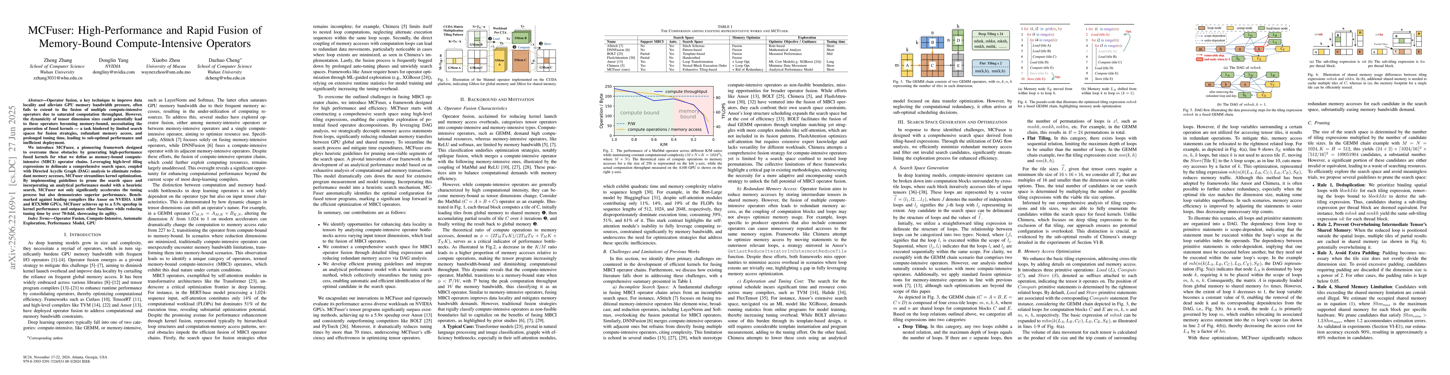 Thumbnail for MCFuser: High-Performance and Rapid Fusion of Memory-Bound
  Compute-Intensive Operators